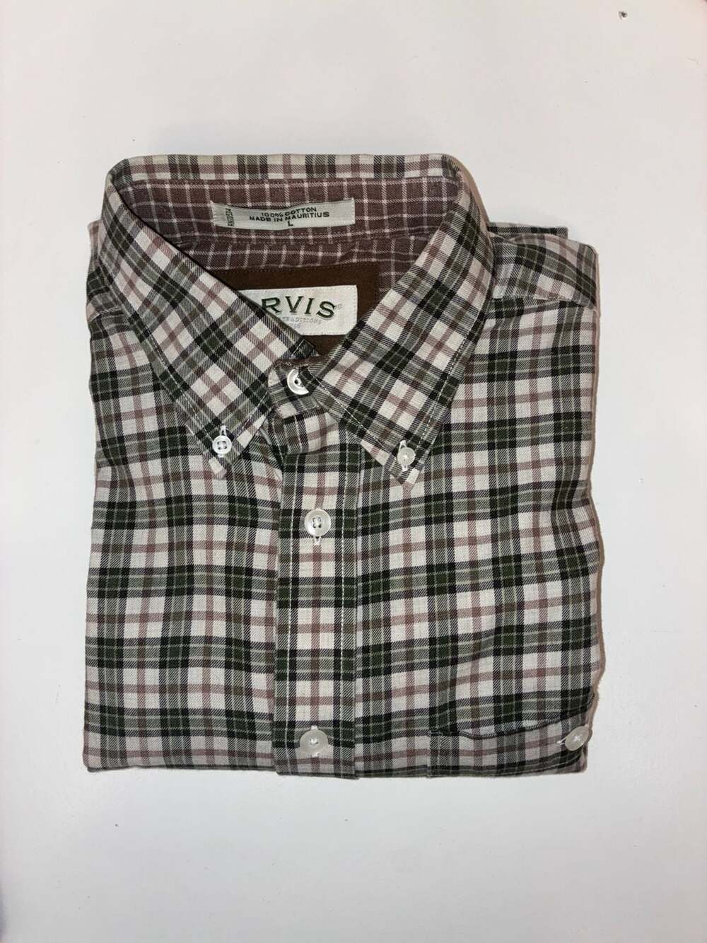 Orvis Men's Summer-Weight Plaid Button-Down Long Sleeve Shirt L
